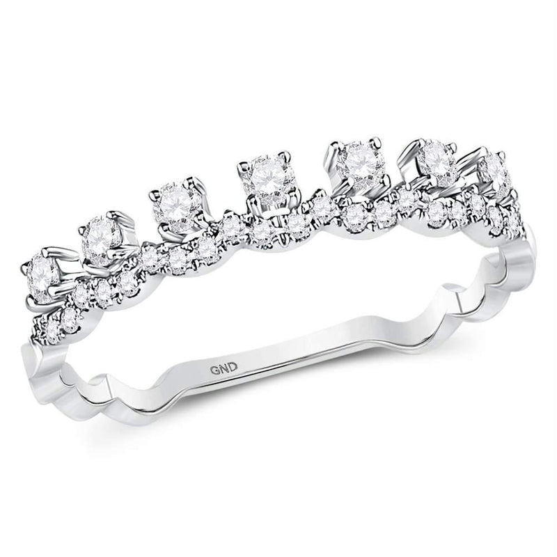 10kt White Gold Women's Diamond Stackable Band Ring-Rings And Bands-JadeMoghul Inc.