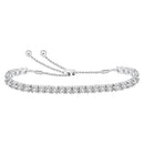 10kt White Gold Women's Diamond Studded Bolo Bracelet 1/2 Cttw-Gold & Diamond Bracelets-JadeMoghul Inc.