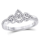 10kt White Gold Women's Diamond Teardrop Cluster Curl Ring-Rings And Bands-JadeMoghul Inc.