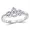 10kt White Gold Women's Diamond Teardrop Cluster Curl Ring-Rings And Bands-JadeMoghul Inc.
