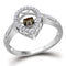 10kt White Gold Women's Diamond Teardrop Moving Solitaire Ring 3/8 Cttw-Gold & Diamond Rings-JadeMoghul Inc.