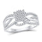 10kt White Gold Women's Diamond Woven Strand Cluster Ring-Rings And Bands-JadeMoghul Inc.