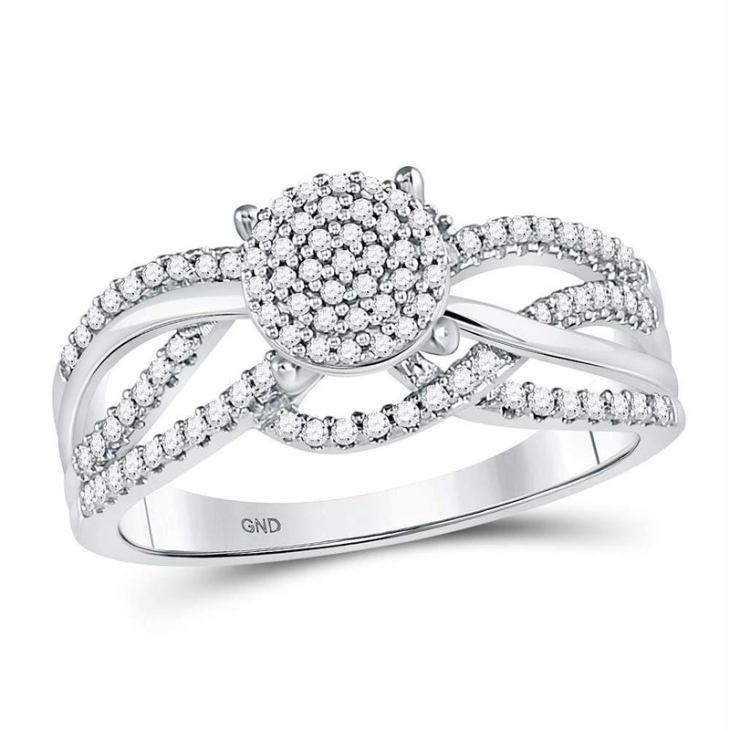 10kt White Gold Women's Diamond Woven Strand Cluster Ring-Rings And Bands-JadeMoghul Inc.