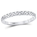 10kt White Gold Women's Diamond Zigzag Stackable Band Ring 1/10 Cttw-Gold & Diamond Rings-JadeMoghul Inc.