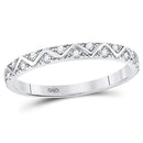 10kt White Gold Women's Diamond Zigzag Stackable Band Ring-Rings And Bands-7-JadeMoghul Inc.