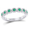 10kt White Gold Women's Emerald Circle Stackable Band Ring 1/2 Cttw-Gold & Diamond Rings-JadeMoghul Inc.