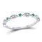 10kt White Gold Women's Emerald Diamond Marquise Dot Stackable Band Ring 1/8 Cttw-Gold & Diamond Rings-JadeMoghul Inc.