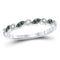 10kt White Gold Women's Emerald Diamond Milgrain Stackable Band Ring 1/10 Cttw-Gold & Diamond Rings-JadeMoghul Inc.