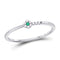 10kt White Gold Women's Emerald Diamond Stackable Band Ring 1/20 Cttw-Gold & Diamond Rings-JadeMoghul Inc.