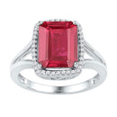 10kt White Gold Women's Emerald Lab-Created Ruby Solitaire Diamond Ring 4-5/8 Cttw - FREE Shipping (US/CAN)-Rings And Bands-5-JadeMoghul Inc.