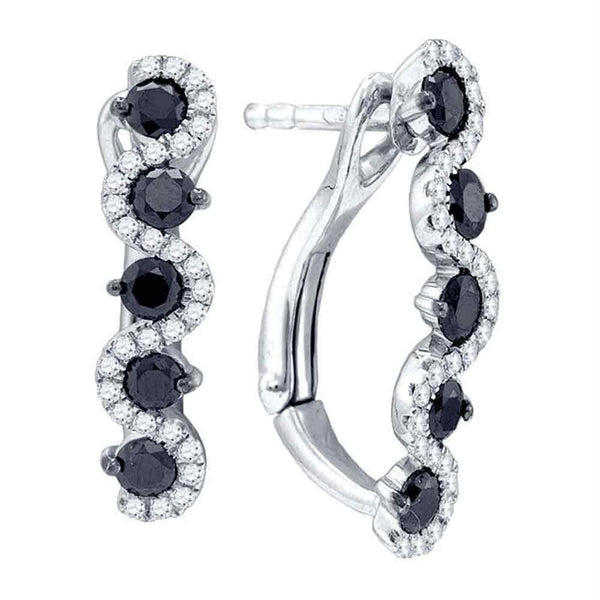 10kt White Gold Women's Emerald Solitaire Stackable Ring-Earrings-JadeMoghul Inc.