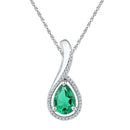 10kt White Gold Women's Emerald Solitaire Stackable Ring-Gold & Diamond Pendants & Necklaces-JadeMoghul Inc.