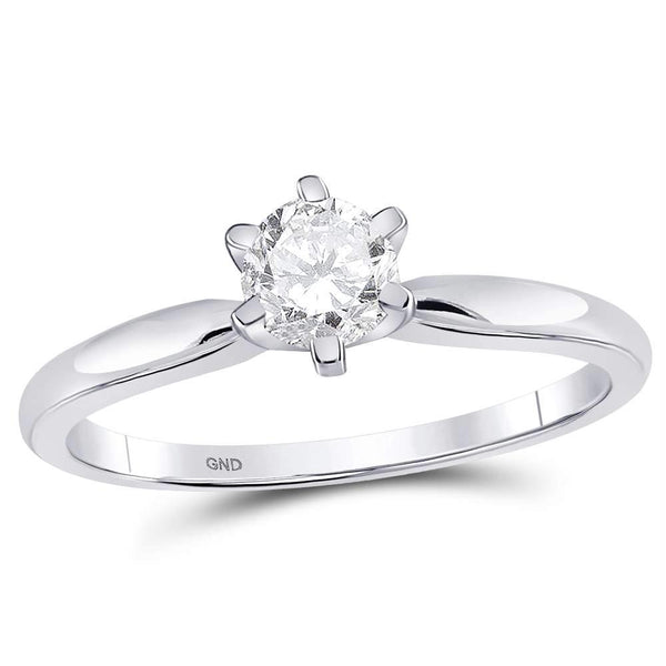 10kt White Gold Women's Emerald Solitaire Stackable Ring-Gold & Diamond Wedding Jewelry-11-JadeMoghul Inc.