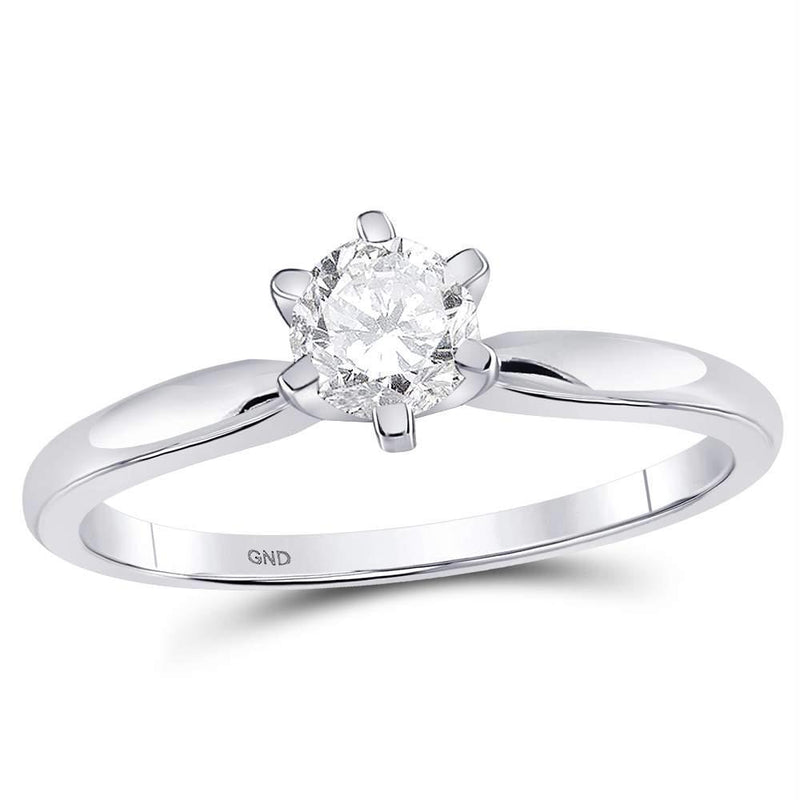 10kt White Gold Women's Emerald Solitaire Stackable Ring-Gold & Diamond Wedding Jewelry-5.5-JadeMoghul Inc.