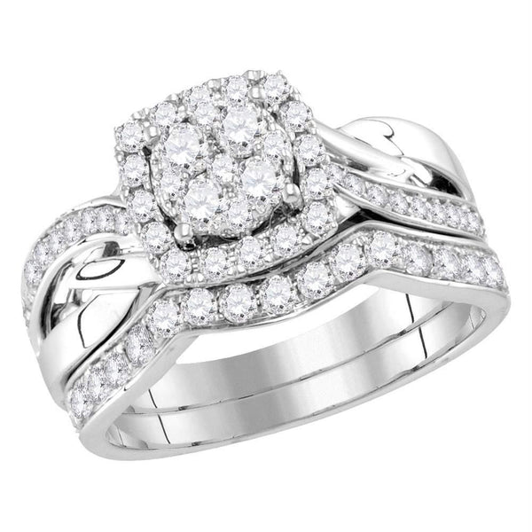 10kt White Gold Women's Emerald Solitaire Stackable Ring-Gold & Diamond Wedding Jewelry-JadeMoghul Inc.