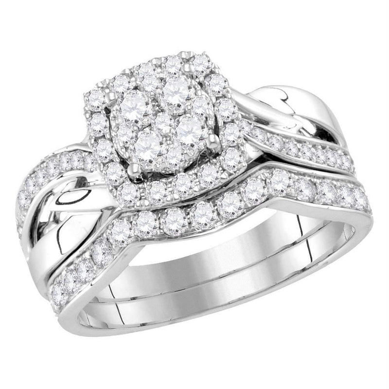 10kt White Gold Women's Emerald Solitaire Stackable Ring-Gold & Diamond Wedding Jewelry-JadeMoghul Inc.
