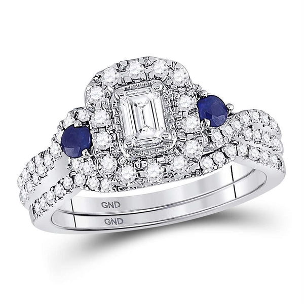 10kt White Gold Women's Emerald Solitaire Stackable Ring-Gold & Diamond Wedding Jewelry-JadeMoghul Inc.