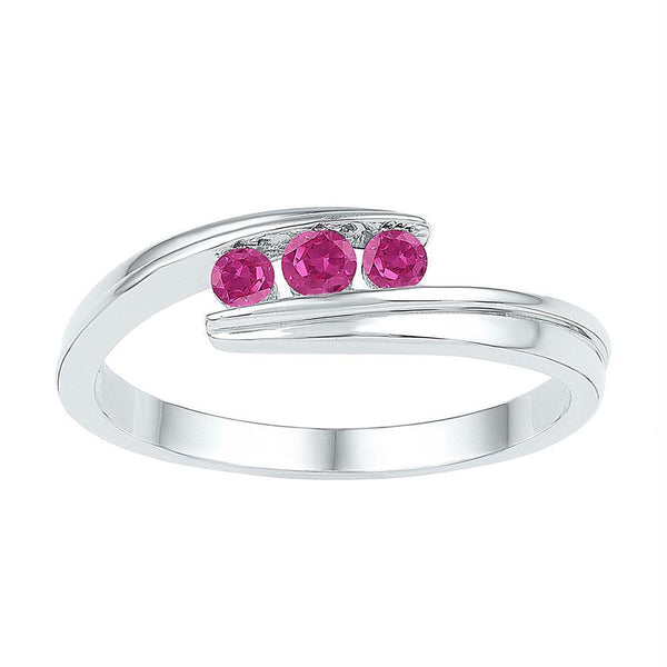 10kt White Gold Women's Emerald Solitaire Stackable Ring-Rings And Bands-10-JadeMoghul Inc.
