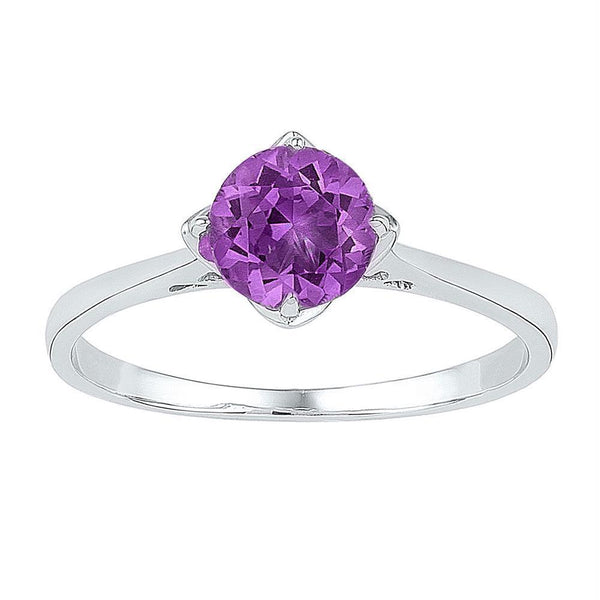 10kt White Gold Women's Emerald Solitaire Stackable Ring-Rings And Bands-10-JadeMoghul Inc.