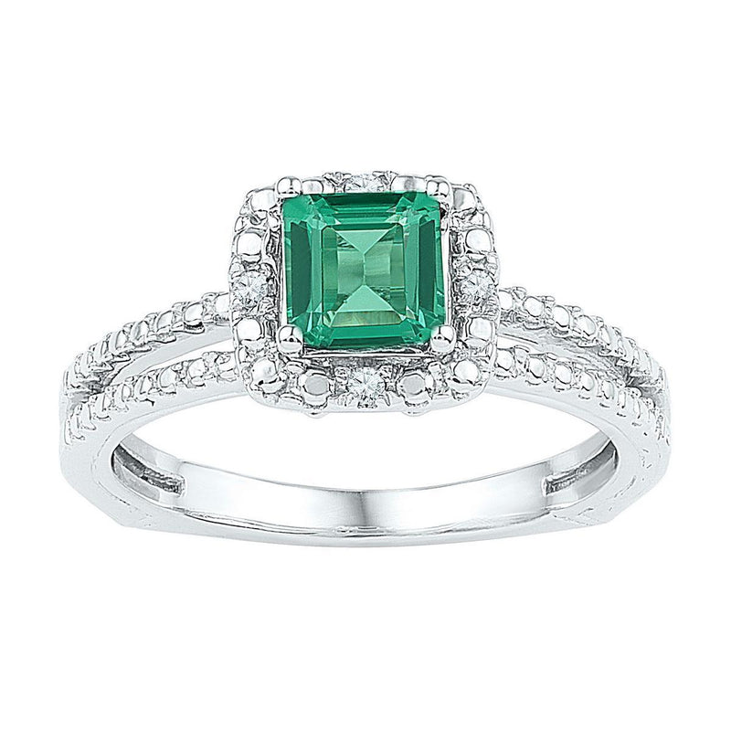 10kt White Gold Women's Emerald Solitaire Stackable Ring-Rings And Bands-5-JadeMoghul Inc.