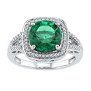 10kt White Gold Women's Emerald Solitaire Stackable Ring-Rings And Bands-5.5-JadeMoghul Inc.