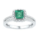 10kt White Gold Women's Emerald Solitaire Stackable Ring-Rings And Bands-7.5-JadeMoghul Inc.