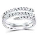 10kt White Gold Women's Emerald Solitaire Stackable Ring-Rings And Bands-JadeMoghul Inc.