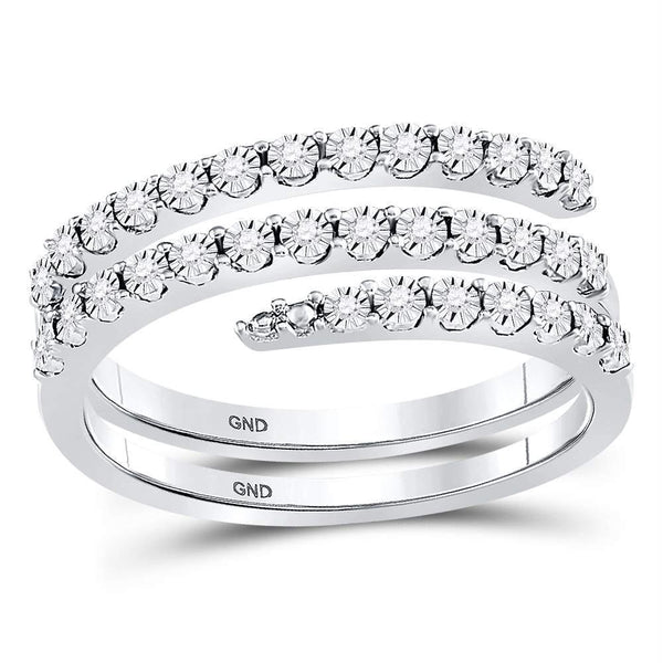 10kt White Gold Women's Emerald Solitaire Stackable Ring-Rings And Bands-JadeMoghul Inc.