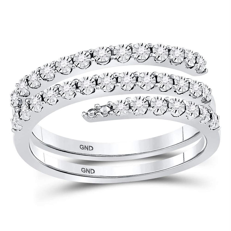 10kt White Gold Women's Emerald Solitaire Stackable Ring-Rings And Bands-JadeMoghul Inc.