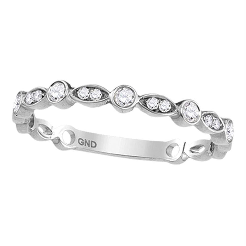 10kt White Gold Women's Emerald Solitaire Stackable Ring-Rings And Bands-JadeMoghul Inc.