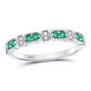 10kt White Gold Women's Emerald Solitaire Stackable Ring-Rings And Bands-JadeMoghul Inc.
