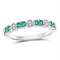 10kt White Gold Women's Emerald Solitaire Stackable Ring-Rings And Bands-JadeMoghul Inc.