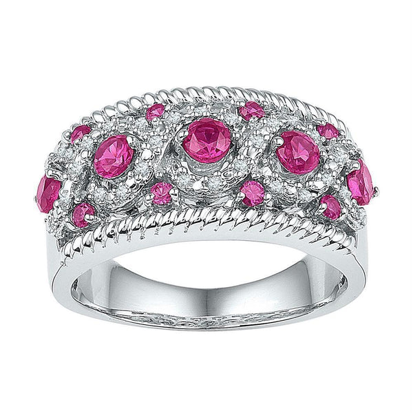 10kt White Gold Women's Emerald Solitaire Stackable Ring-Rings And Bands-JadeMoghul Inc.