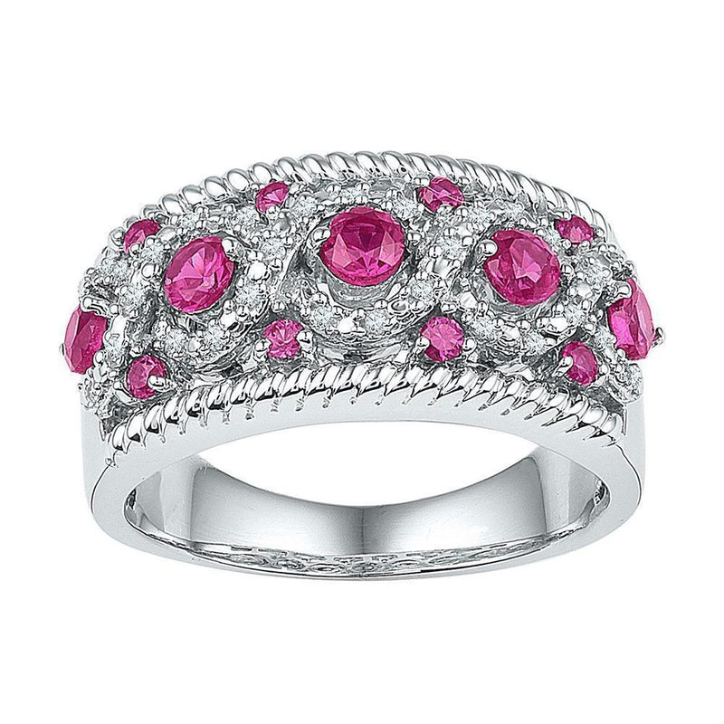 10kt White Gold Women's Emerald Solitaire Stackable Ring-Rings And Bands-JadeMoghul Inc.