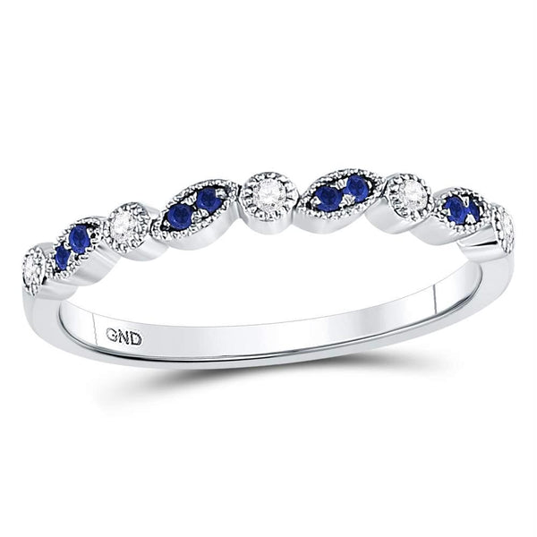 10kt White Gold Women's Emerald Solitaire Stackable Ring-Rings And Bands-JadeMoghul Inc.
