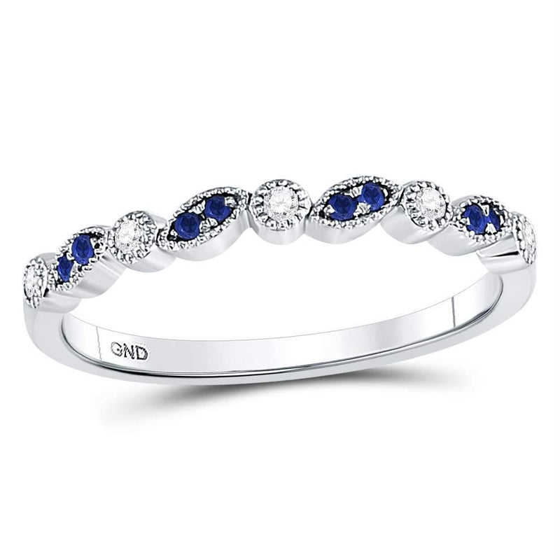 10kt White Gold Women's Emerald Solitaire Stackable Ring-Rings And Bands-JadeMoghul Inc.