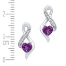 10kt White Gold Women's Heart Lab-Created Amethyst Solitaire Infinity Stud Earrings 1-20 Cttw - FREE Shipping (USA/CAN)-Gold & Diamond Earrings-JadeMoghul Inc.