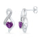 10kt White Gold Women's Heart Lab-Created Amethyst Solitaire Infinity Stud Earrings 1-20 Cttw - FREE Shipping (USA/CAN)-Gold & Diamond Earrings-JadeMoghul Inc.