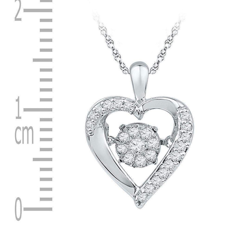 10kt White Gold Women's Moving Twinkle Round Diamond Heart Pendant 1-6 Cttw - FREE Shipping (US/CAN)-Gold & Diamond Pendants & Necklaces-JadeMoghul Inc.