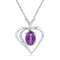 10kt White Gold Women's Oval Lab-Created Amethyst Heart Love Pendant 3-4 Cttw - FREE Shipping (US/CAN)-Gold & Diamond Pendants & Necklaces-JadeMoghul Inc.