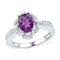 10kt White Gold Women's Oval Lab-Created Amethyst Solitaire Diamond-accent Ring 1-3/4 Cttw - FREE Shipping (US/CAN)-Gold & Diamond Fashion Rings-5-JadeMoghul Inc.