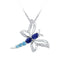 10kt White Gold Women's Oval Lab-Created Blue Sapphire Butterfly Bug Pendant 7-8 Cttw - FREE Shipping (US/CAN)-Pendants And Necklaces-JadeMoghul Inc.