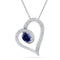 10kt White Gold Women's Oval Lab-Created Blue Sapphire Heart Outline Pendant 3-4 Cttw - FREE Shipping (US/CAN)-Pendants And Necklaces-JadeMoghul Inc.