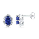 10kt White Gold Women's Oval Lab-Created Blue Sapphire Solitaire Diamond Earrings 2-1-2 Cttw - FREE Shipping (US/CAN)-Gold & Diamond Earrings-JadeMoghul Inc.