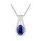 10kt White Gold Women's Oval Lab-Created Blue Sapphire Solitaire Diamond Pendant 1-3-4 Cttw - FREE Shipping (US/CAN)-Gold & Diamond Pendants & Necklaces-JadeMoghul Inc.