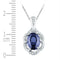 10kt White Gold Womens Oval Lab-Created Blue Sapphire Solitaire Diamond Pendant 1-3-4 Cttw-Gold & Diamond Pendants & Necklaces-JadeMoghul Inc.