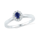 10kt White Gold Women's Oval Lab-Created Blue Sapphire Solitaire Diamond Ring 1/3 Cttw - FREE Shipping (US/CAN)-Gold & Diamond Fashion Rings-6-JadeMoghul Inc.