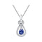 10kt White Gold Womens Oval Lab-Created Blue Sapphire Solitaire Pendant 1-6 Cttw-Gold & Diamond Pendants & Necklaces-JadeMoghul Inc.