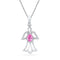 10kt White Gold Women's Pear Lab-Created Pink Sapphire Angel Pendant 5-8 Cttw - FREE Shipping (US/CAN)-Gold & Diamond General-JadeMoghul Inc.