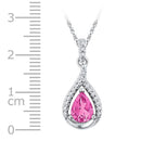 10kt White Gold Women's Pear Lab-Created Pink Sapphire Solitaire Diamond Pendant 1-5-8 Cttw - FREE Shipping (US/CAN)-Gold & Diamond Pendants & Necklaces-JadeMoghul Inc.